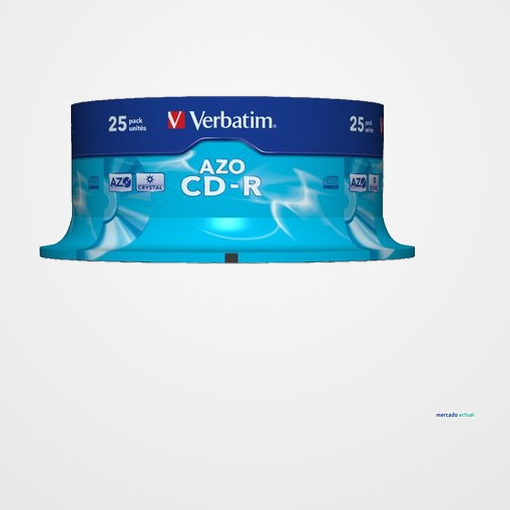 CD-ROM VERBATIM 700MB 52x SPINDLE 25 SUPERFICIE CRISTAL SUPER AZO (Incluye Canon LPI de 2.00)