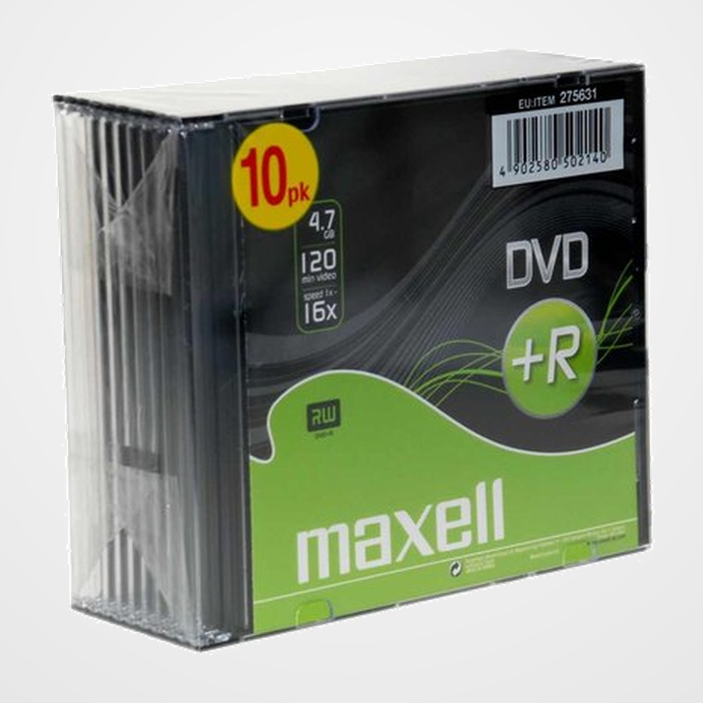 DVD +R MAXELL 4,7GB 16x SLIM CASE PACK 10 (Incluye Canon LPI de 2.10) (M164)