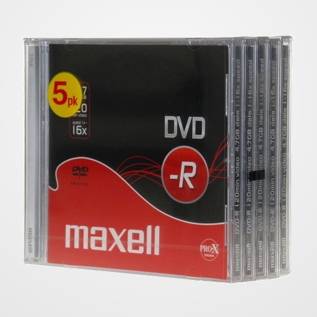 DVD -R MAXELL 4,7GB 16x JEWEL CASE PACK 5 (Incluye Canon LPI de 1.05) (M173)