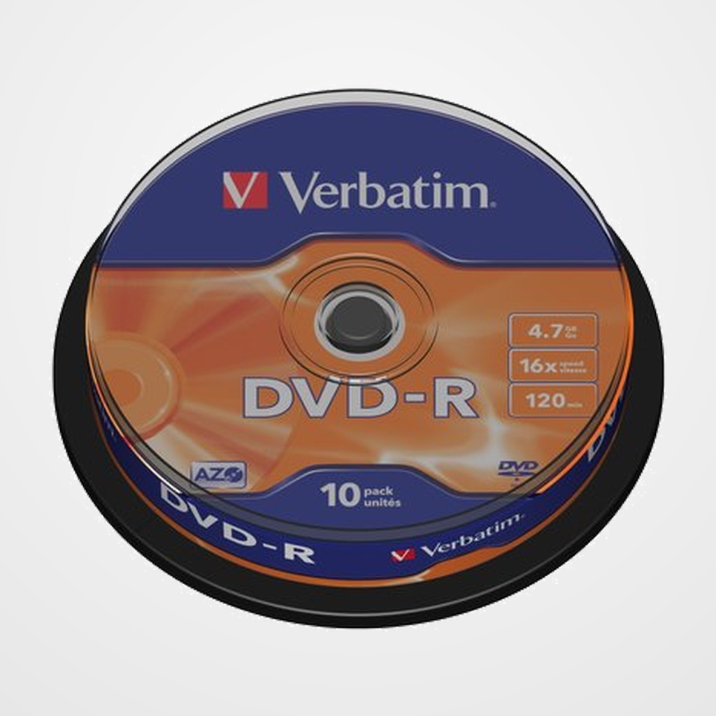DVD -R VERBATIM 4.7GB 16x SPINDLE 10 ADVANCED AZO (Incluye Canon LPI de 2.10)