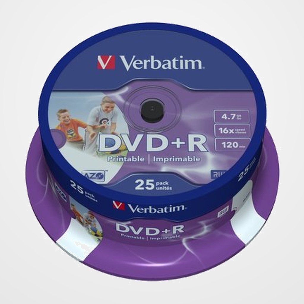 [40110020] DVD +R VERBATIM 4.7GB 16x SPINDLE 25 ADVANCED AZO (Incluye Canon LPI de 5.25)