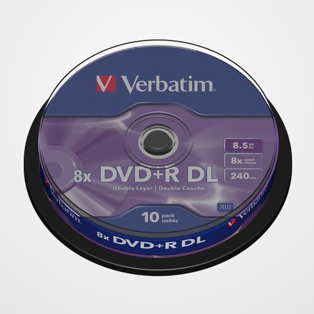 DVD +R VERBATIM 8.5GB 8x SPINDLE 10 ADVANCED AZO (Incluye Canon LPI de 2.10)