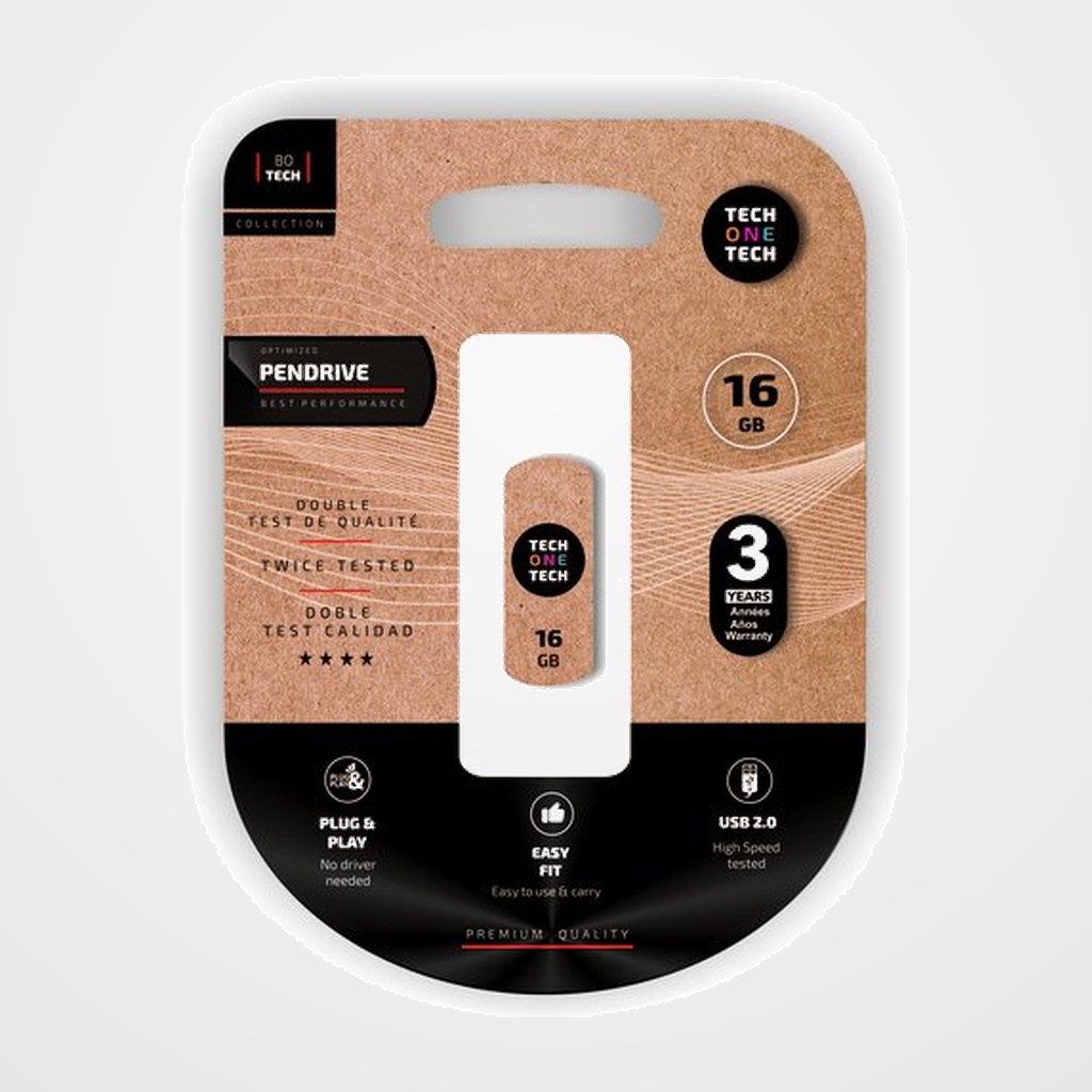 MEMORIA USB 16GB TECH-ONE-TECH PRO SMART CLIPTECH 2.0 (Incluye Canon LPI de 0.24)