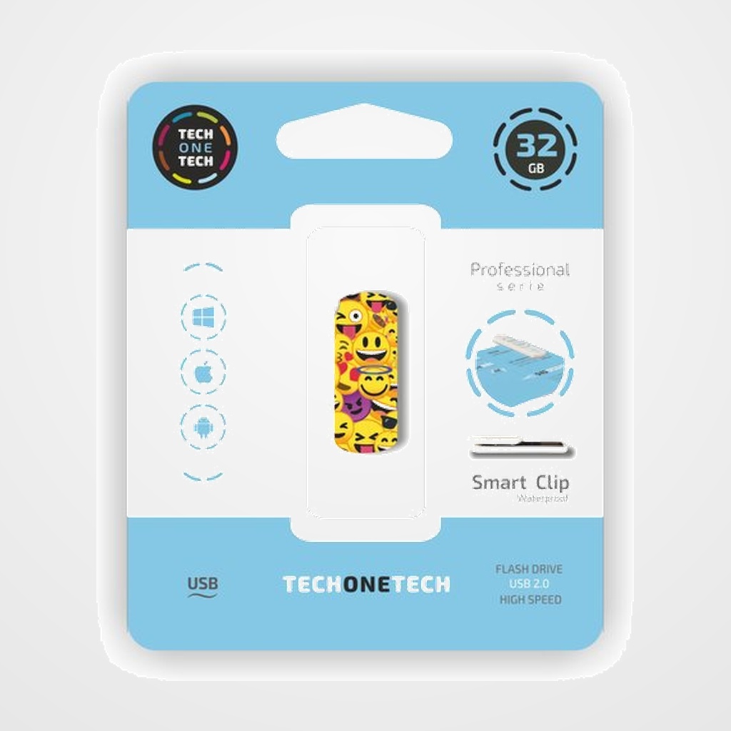 MEMORIA USB 32GB TECH-ONE-TECH EMOJI COLLAGE 2.0 (Incluye Canon LPI de 0.24)