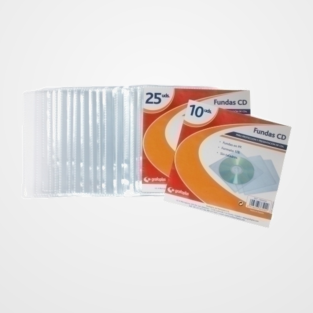 FUNDA CD/DVD GRAFOPLAS PP 133x137 BOLSA DE 10 (110µ)