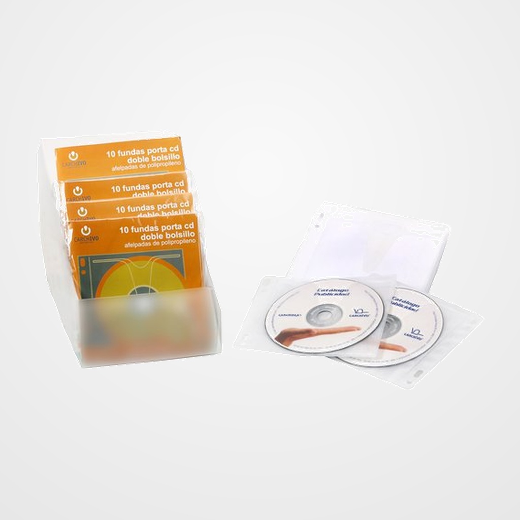 PORTA-CD DOBLE PP ACOLCHADO TRANSPARENTE BLISTER DE 10