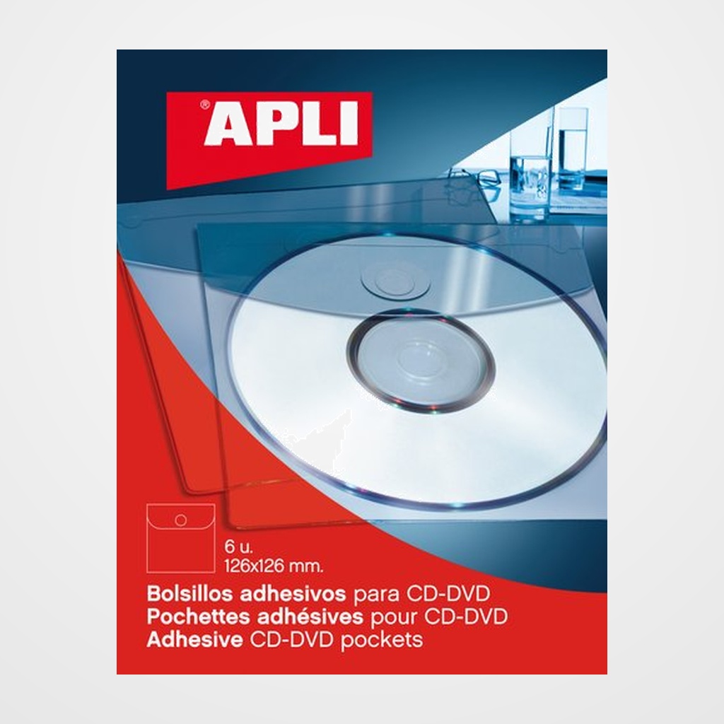 FUNDA CD  DE BOLSILLO ADHESIVA D/6 UNID.