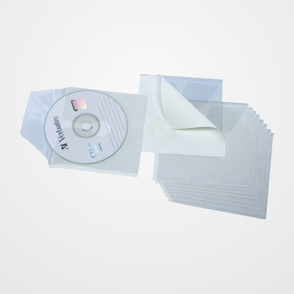 FUNDA CD/DVD GRAFOPLAS PVC 127x127 BOLSA DE 10 ADHESIVAS (150µ)