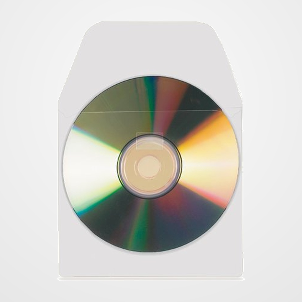 FUNDA CD/DVD 3L PP 127x127 ADHESIVAS BOLSA DE 100