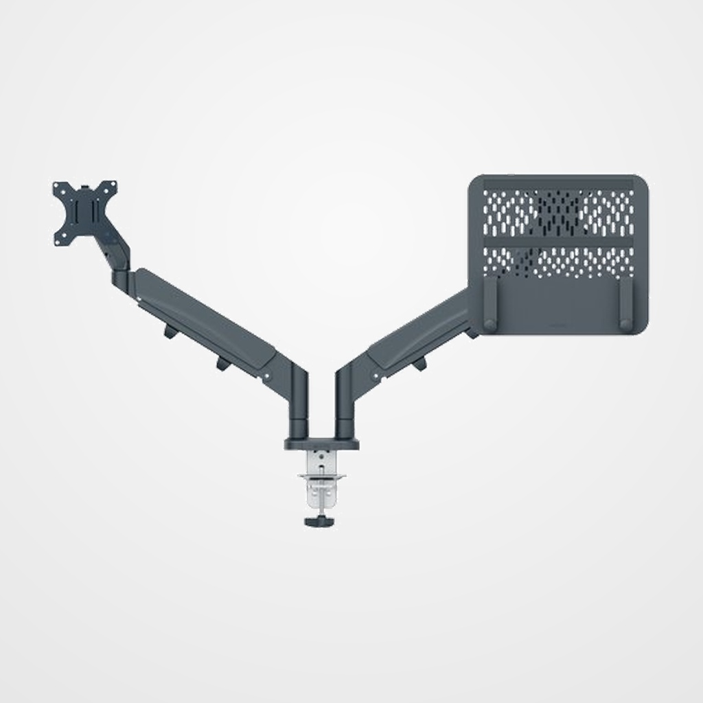 SOPORTE BRAZO MONITOR LEITZ ERGO SPACE SAVING DUAL (MONITOR+PORTATIL) GRIS OSCURO