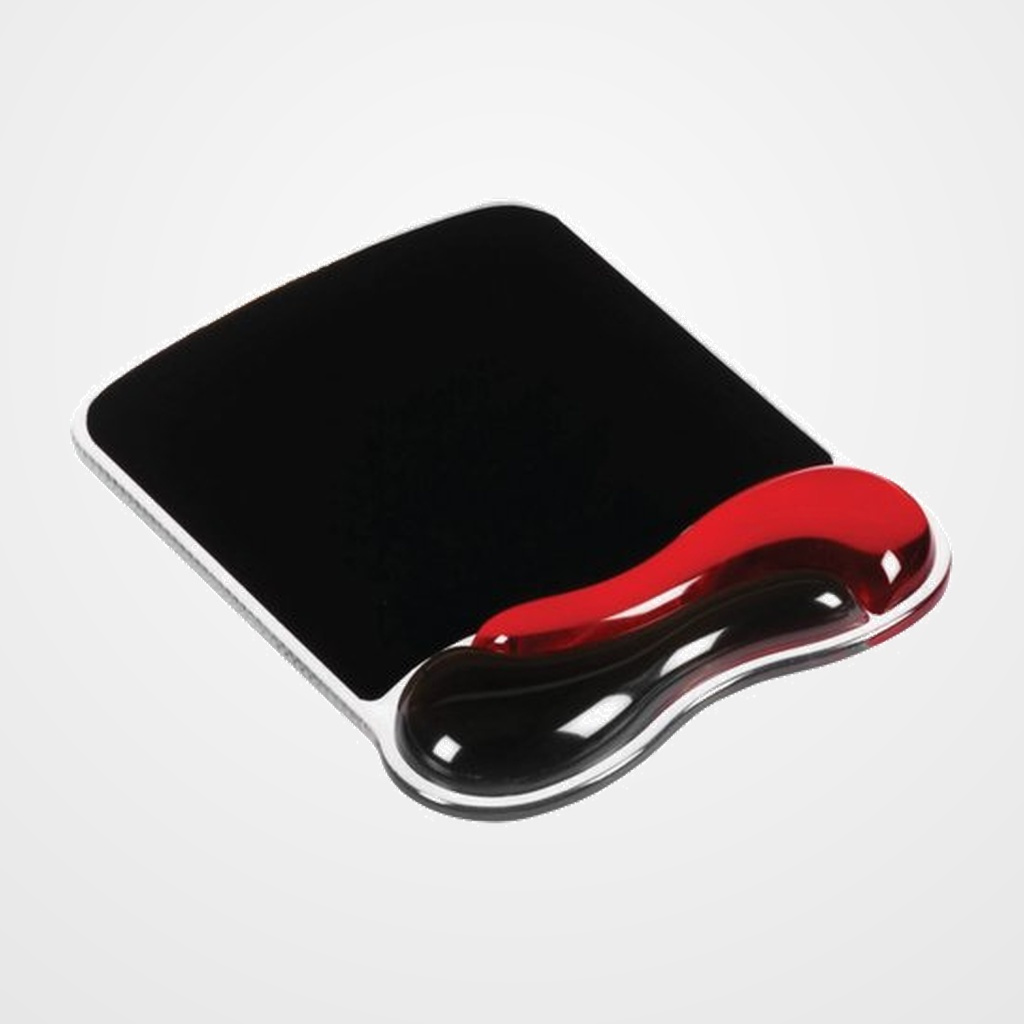 ALFOMBRILLA RATON KENSINGTON CON REPOSAMUÑECAS GEL NEGRO-ROJO