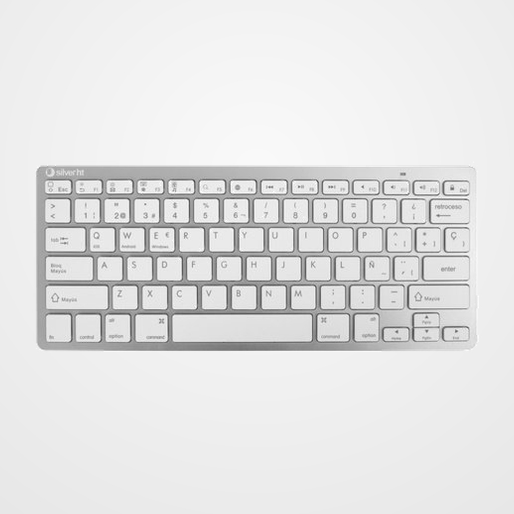 TECLADO SILVER HT QWERTY BLUETOOTH BLANCO