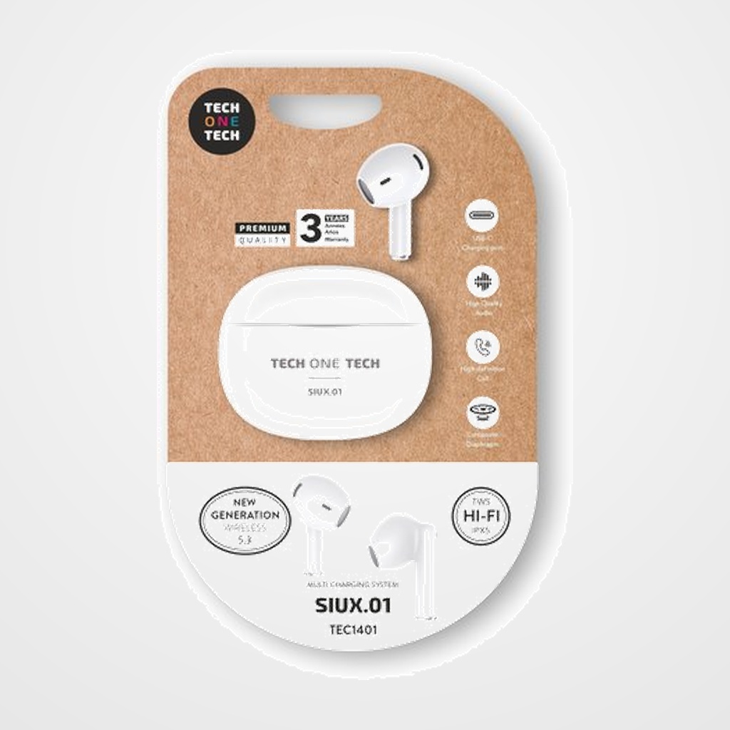 AURICULARES TECH-ONE-TECH SIUX.01 BLUETOOTH MICROFONO INTEGRADO BLANCO