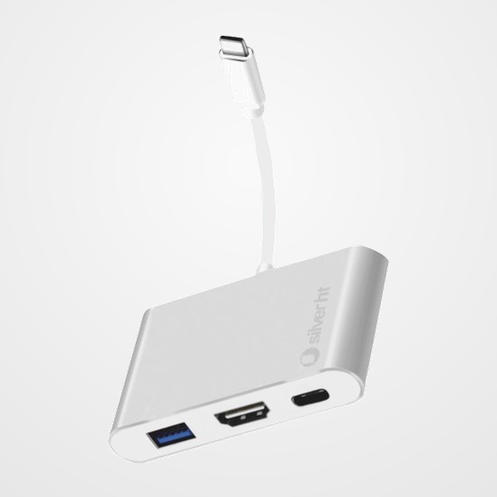 HUB SILVER HT LOGAN USB-C A 3 EN 1 (USB-C, USB 3.0, HDMI)