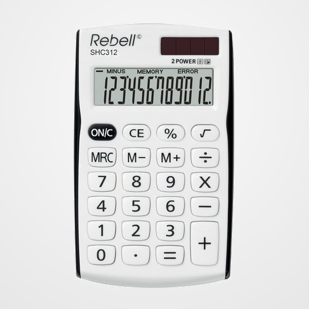 CALCULADORA de BOLSILLO REBELL 12 DIGITOS SHC-312 NEGRO
