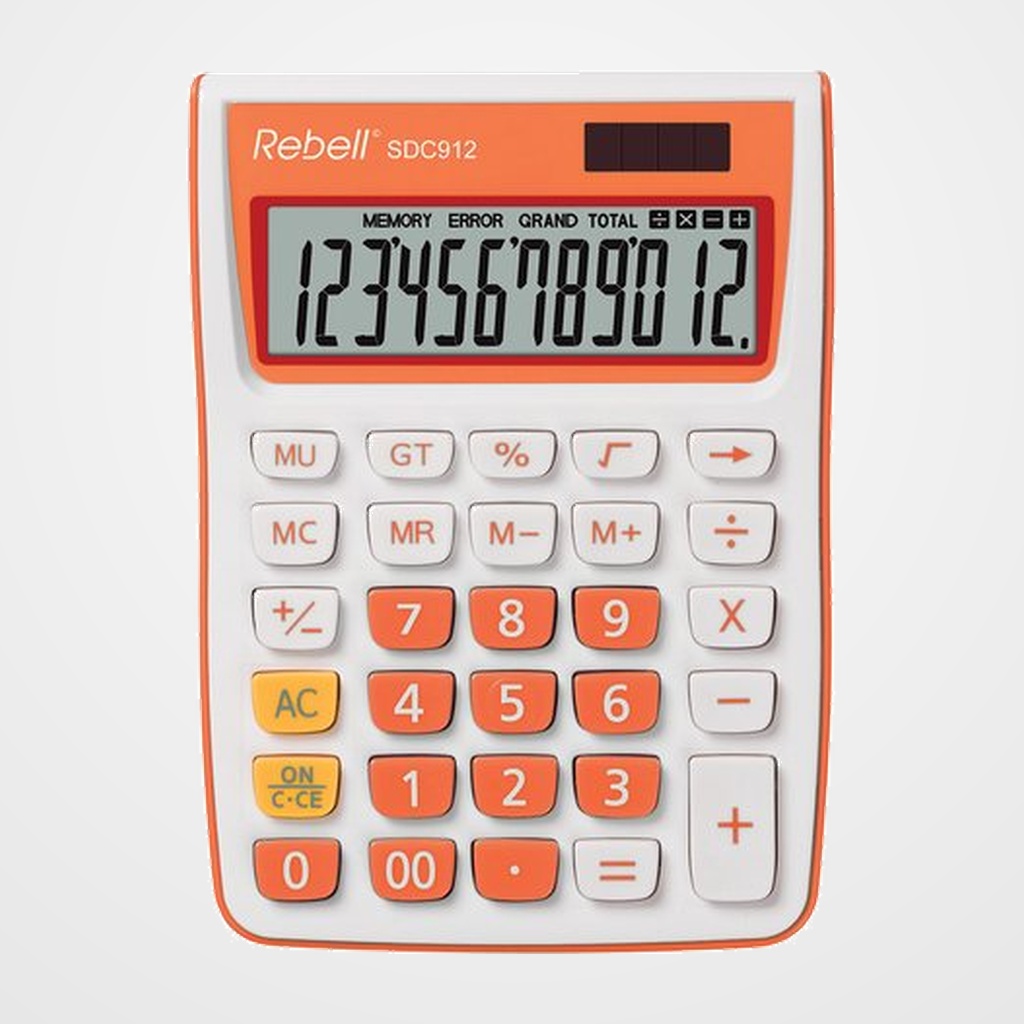 CALCULADORA SOBREMESA REBELL 12 DIGITOS SDC-912 NARANJA