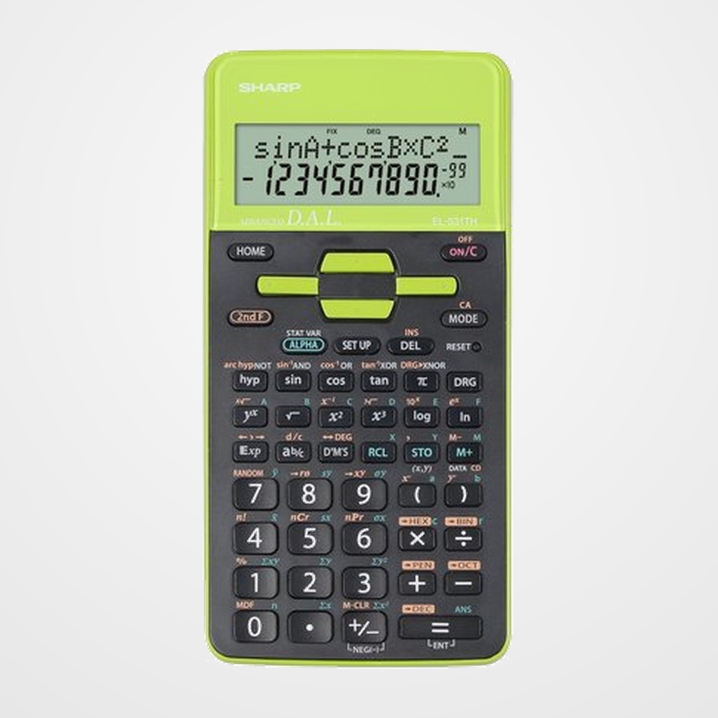 [15401516] CALCULADORA CIENTIFICA SHARP 10 DIGITOS EL-531TH VERDE (2 líneas)