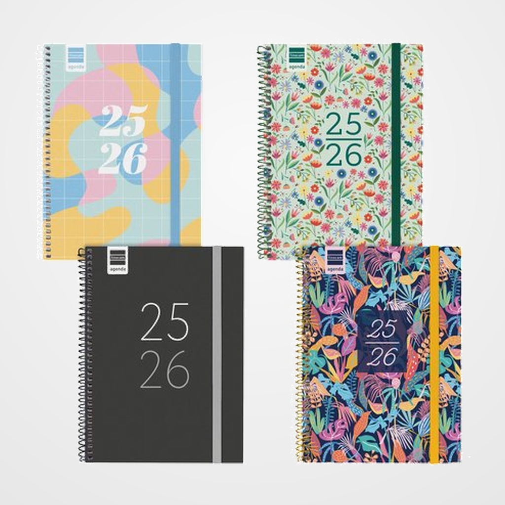 [82503717] AGENDA ESCOLAR (2025-26) FINOCAM CATALAN SECUNDARIA ESPIRAL tapa PP S/V APAIS. 4º 155x212 con GOMA ASSORTIMENT PACK de 8