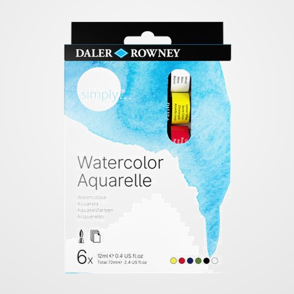 [13501221] ACUARELAS DALER ROWNEY SIMPLY 12ml ESTUCHE de 6