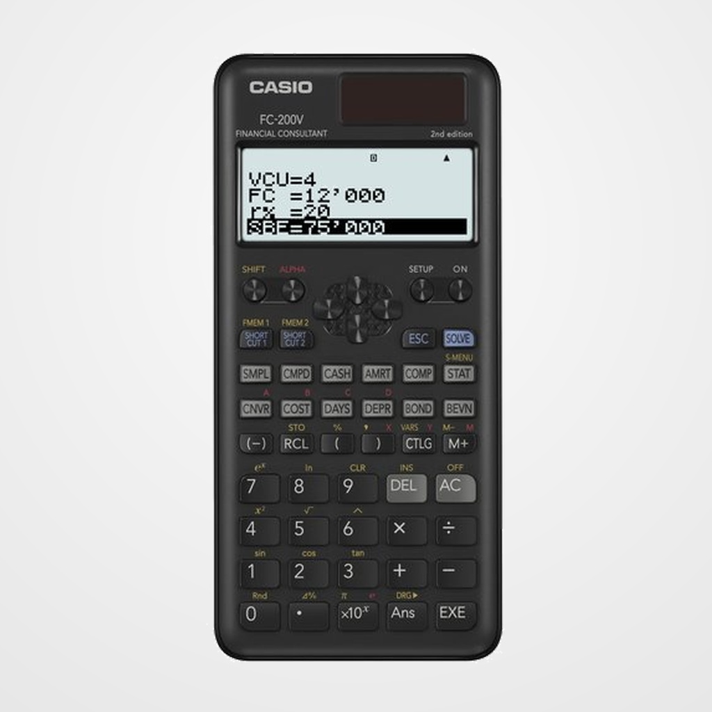 CALCULADORA FINANCIERA CASIO 10+2 DIGITOS FC-200V-2 (4 líneas)