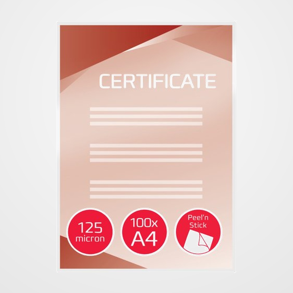 FUNDA PLASTIFICAR GBC 216x303 (A4) 125µ ADHESIVA PAQUETE de 100