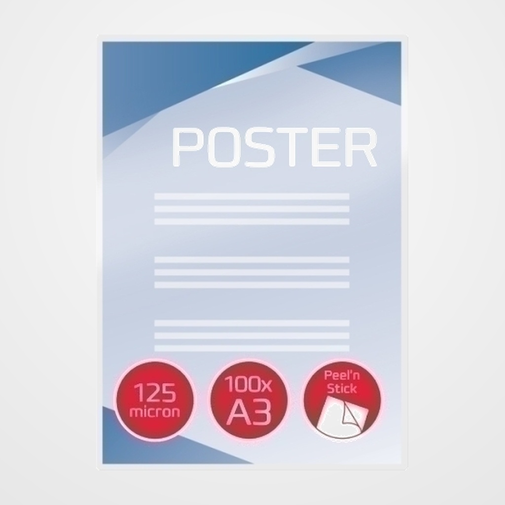 FUNDA PLASTIFICAR GBC 303x426 (A3) 125µ ADHESIVA PAQUETE de 100