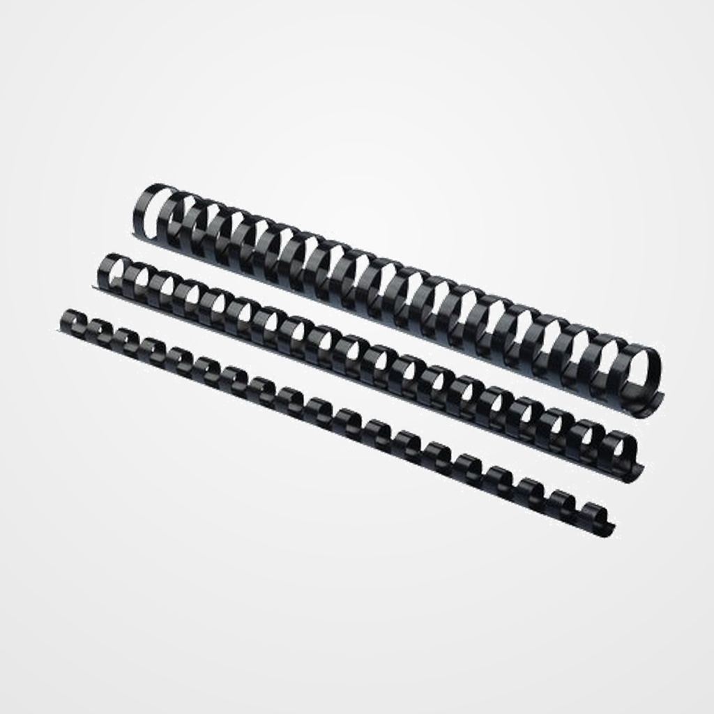 CANUTILLO PLASTICO FELLOWES 21 anillas paso US NEGRO 12 mm CAJA de 100