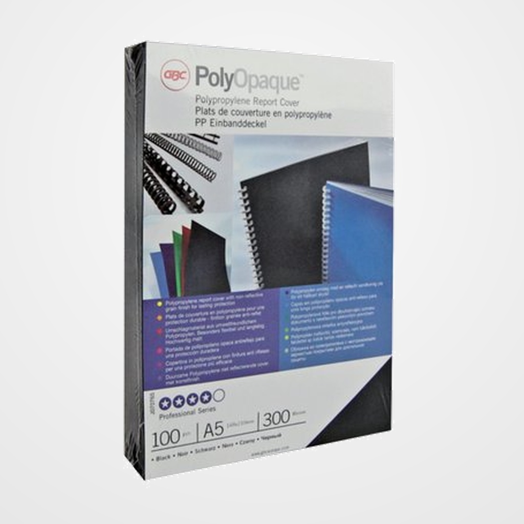 TAPA de ENCUADERNAR GBC A4 0,3 mm PP op.NEGRO (POLYCOVER) CAJA de 100