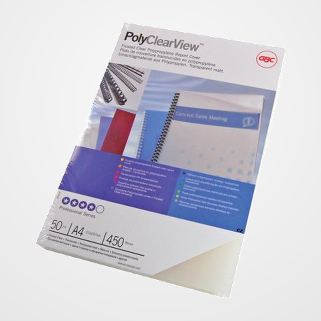 TAPA de ENCUADERNAR GBC A4 0,3 mm PP TRANSLUCIDA (POLYCOVER) CAJA de 100