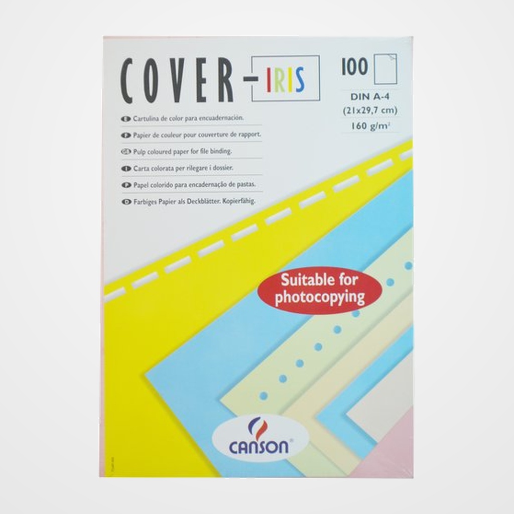 TAPA de ENCUADERNAR CANSON COVER-IRIS A4 CARTULINA 185 g BLANCO CAJA de 100
