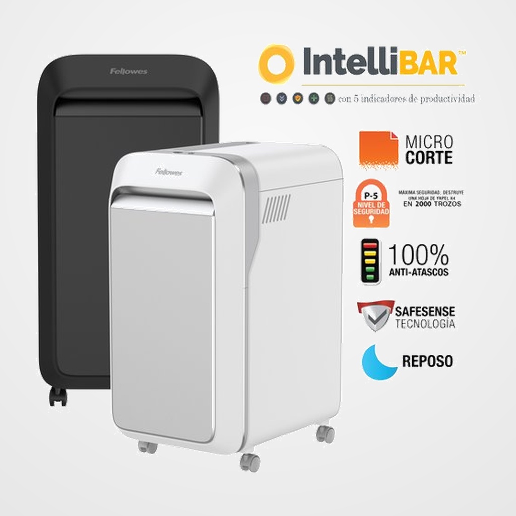 DESTRUCTORA FELLOWES LX221 BLANCA (20h PARTIC.) Nv.seg.5- particula 2x12mm, ancho 200mm, dep.30L