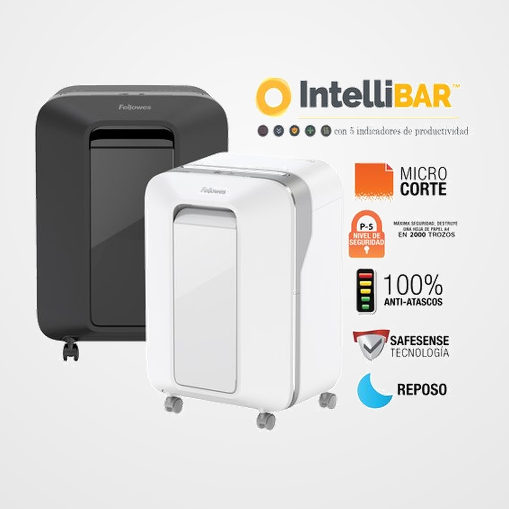 DESTRUCTORA FELLOWES LX201 BLANCA (12h PARTIC.) Nv.seg.5- particula 2x12mm, ancho 200mm, dep.22L