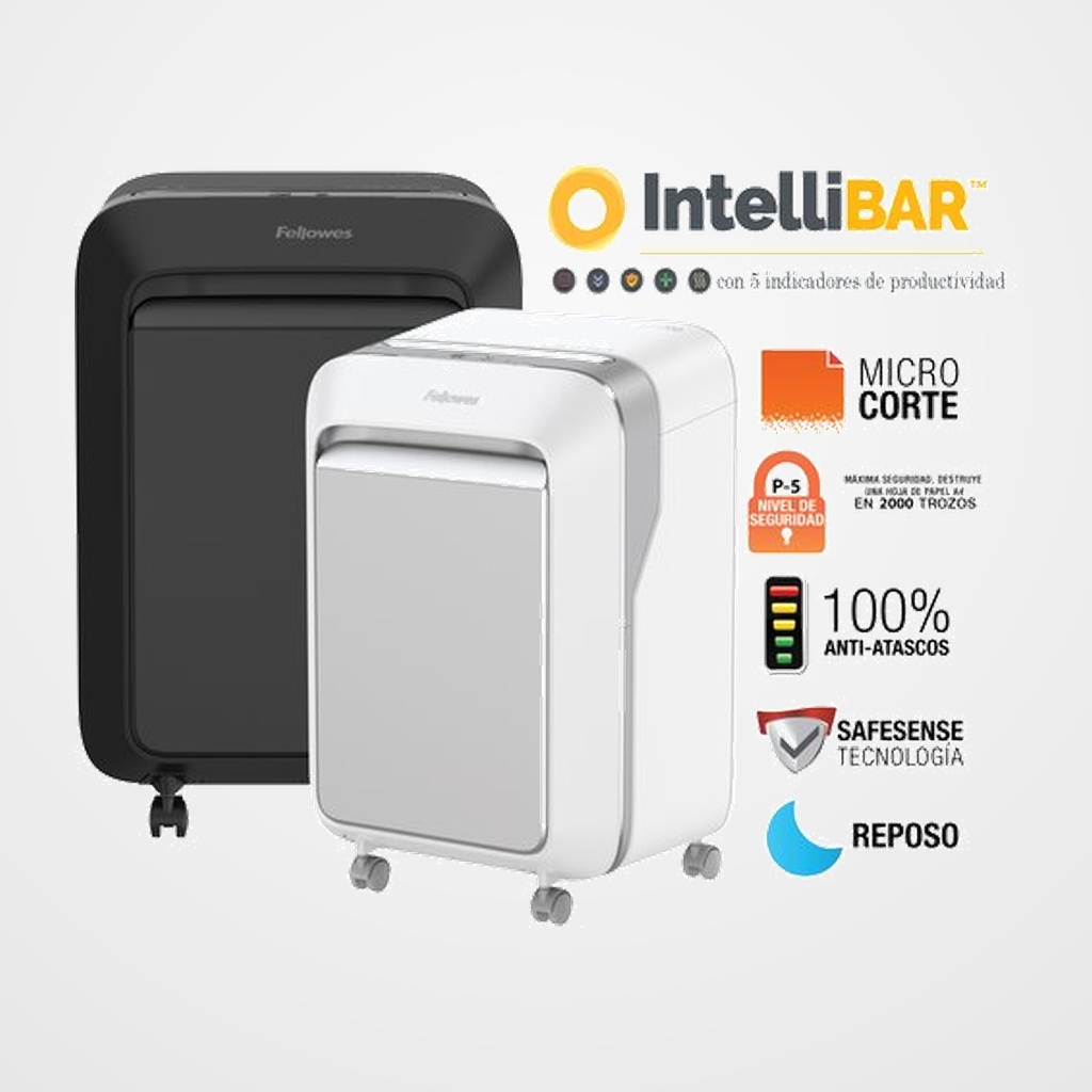 DESTRUCTORA FELLOWES LX211 NEGRA (15h PARTIC.) Nv.seg.5- particula 2x12mm, ancho 200mm, dep.23L