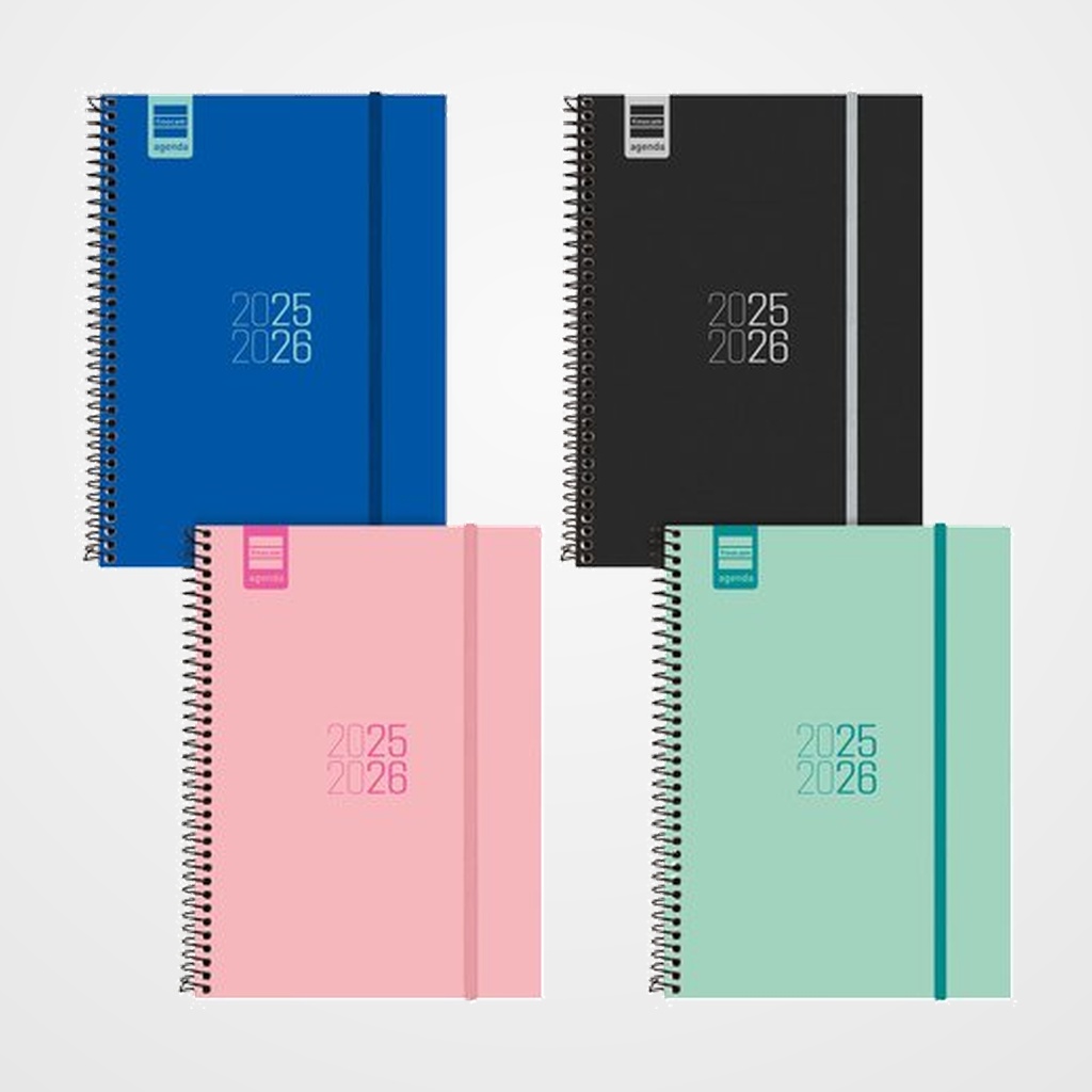 [82503824] AGENDA ESCOLAR (2025-26) FINOCAM ESPIR ESPIRAL tapa PP S/V APAIS. E10 155x212 con GOMA SURTIDO PACK DE 8