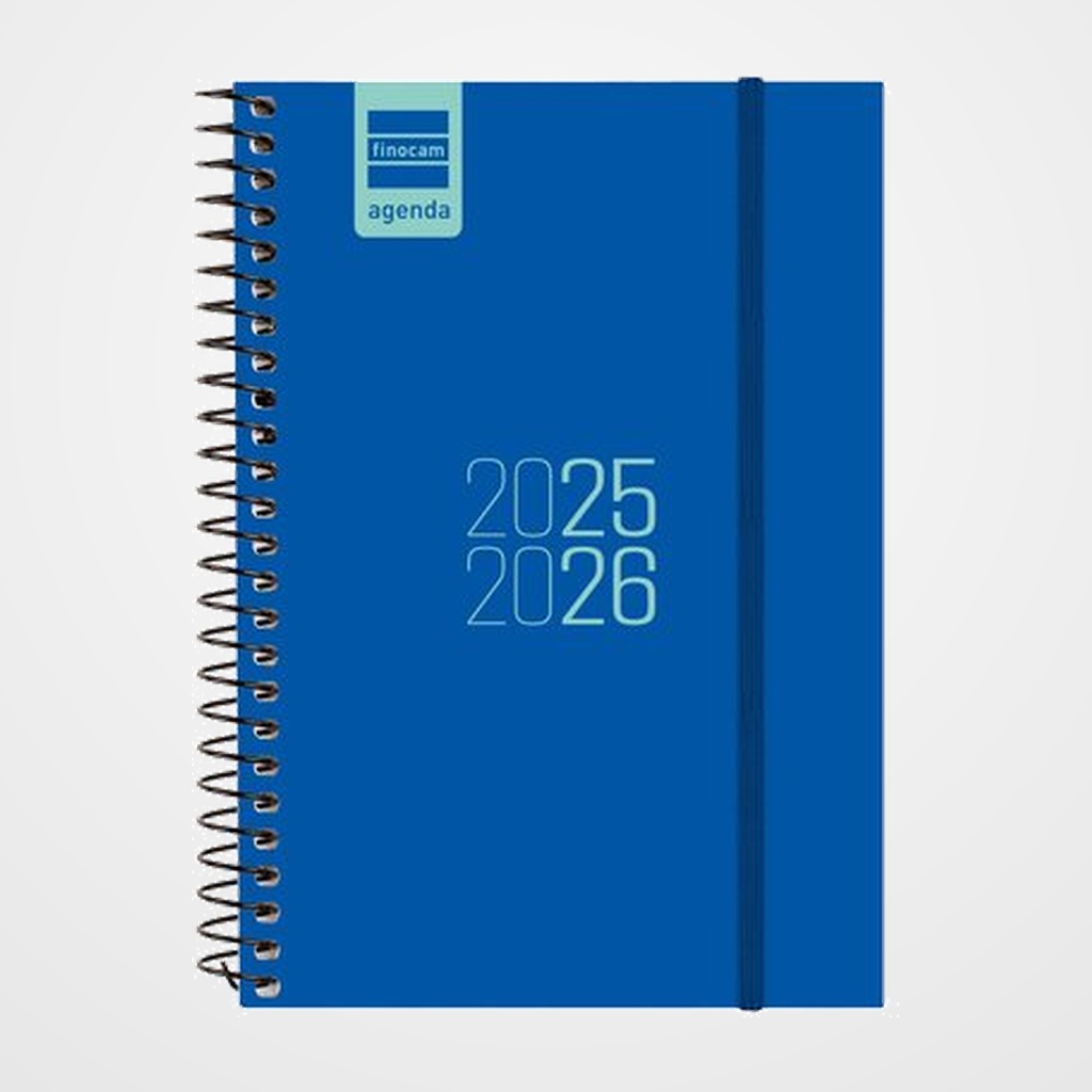 AGENDA ESCOLAR (2025-26) FINOCAM ESPIR ESPIRAL tapa PP S/V APAIS. E8 120x171 con GOMA AZUL