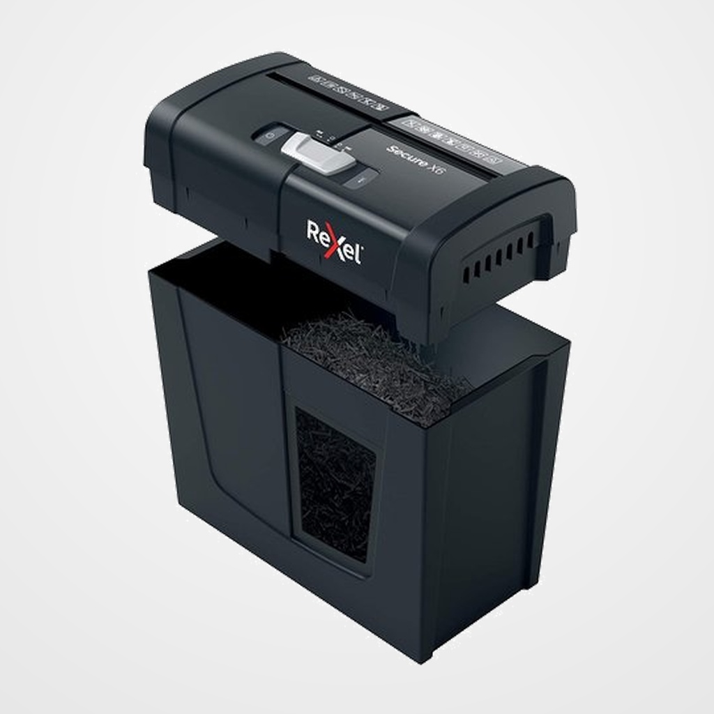 [16401402] DESTRUCTORA REXEL SECURE X6 NEGRO (6h PARTIC.) Nv.seg.4 - particula 4x40mm dep.10L