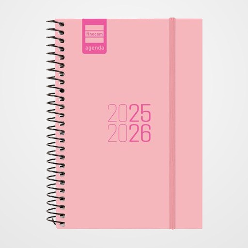 AGENDA ESCOLAR (2025-26) FINOCAM ESPIR ESPIRAL tapa PP S/V APAIS. E8 120x171 con GOMA ROSA