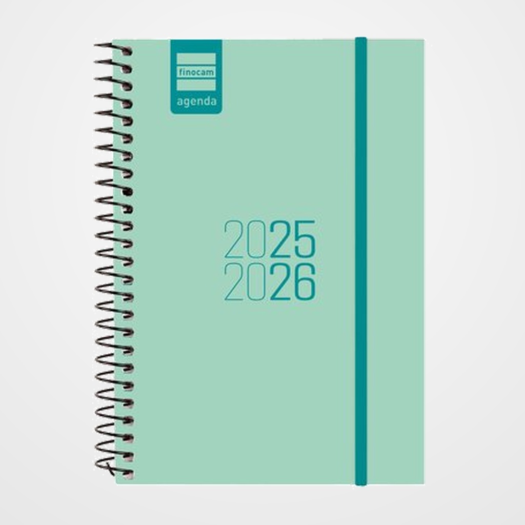 AGENDA ESCOLAR (2025-26) FINOCAM ESPIR ESPIRAL tapa PP S/V APAIS. E8 120x171 con GOMA TURQUESA
