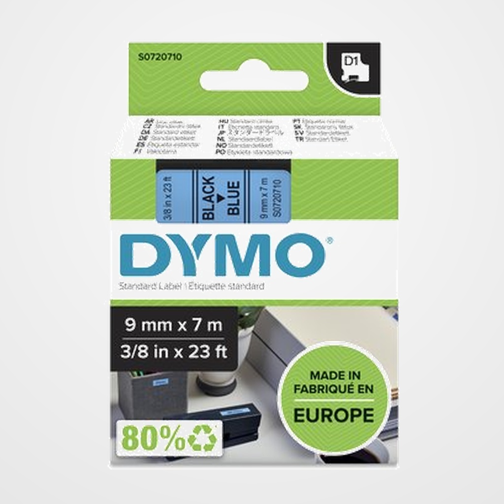 CINTA de ROTULAR DYMO LM D1 7m  9mm NEGRO sobre AZUL (40916)