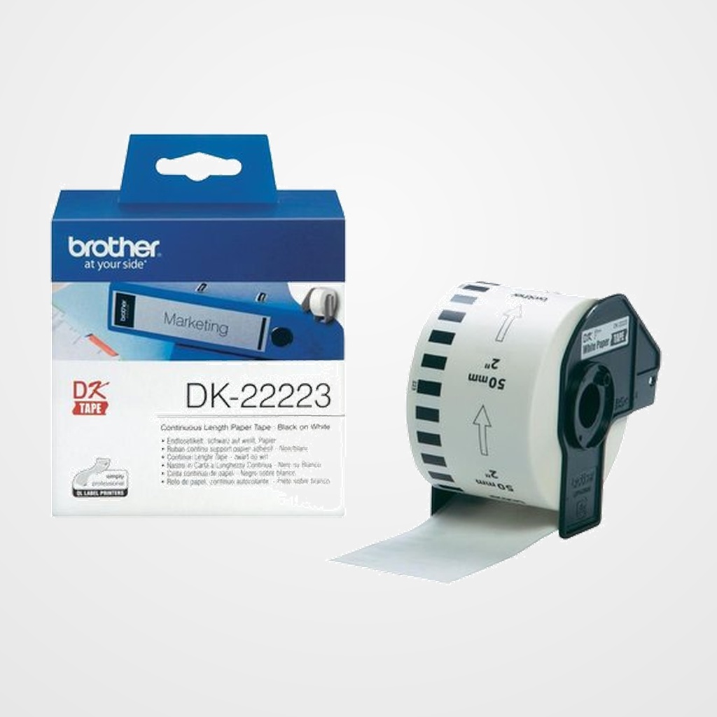ETIQUETAS BROTHER CONTINUA PAPEL BLANCO  50 mm ROLLO 30,48 m (DK22223)