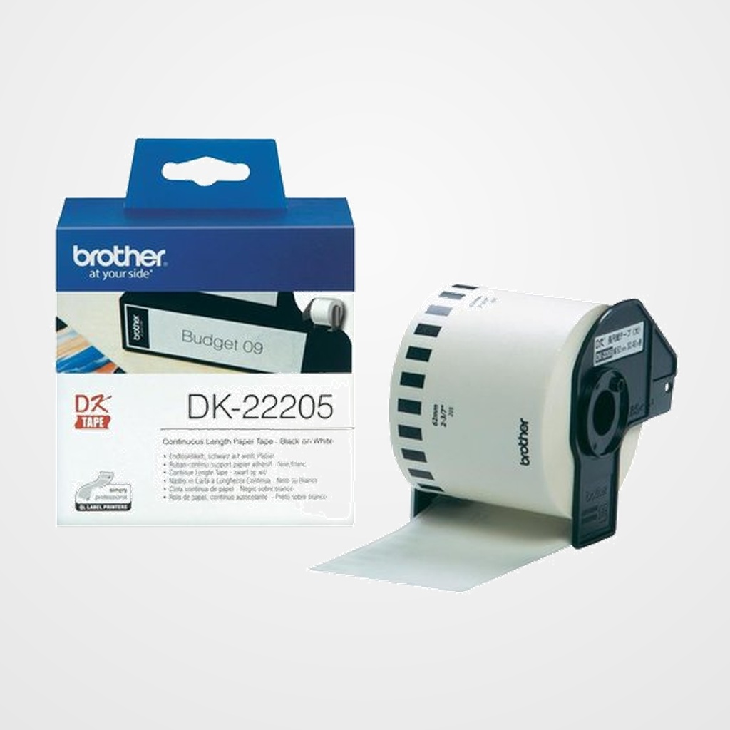 ETIQUETAS BROTHER CONTINUA PAPEL BLANCO  62 mm ROLLO 30,48 m (DK22205)