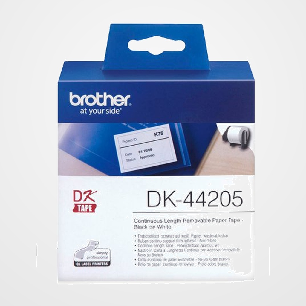 ETIQUETAS BROTHER CONTINUA PAPEL BLANCO REMOVIBLE 62 mm ROLLO 30,48 m (DK44205)