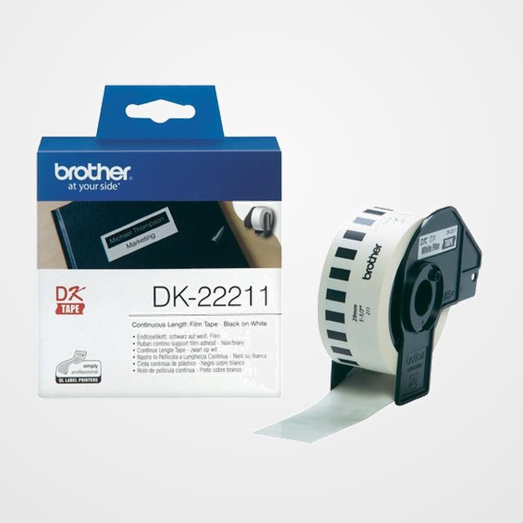 ETIQUETAS BROTHER CONTINUA PLASTICO BLANCO 29 mm ROLLO 15,24 m (DK22211)