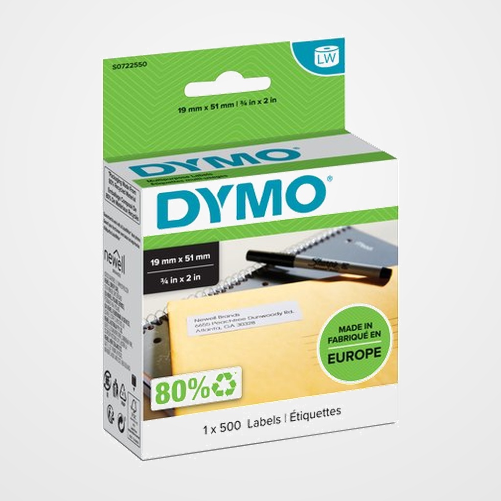 ETIQUETAS DYMO LABEL WRITER  19x51 mm ROLLO 500 uds.PAPEL BLANCO MULTIFUNCION (11355)