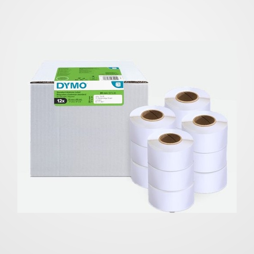 ETIQUETAS DYMO LABEL WRITER  28x89 mm RL.130 uds. PAPEL BLANCO DIRECCION VALUE PACK 12 ROLLOS