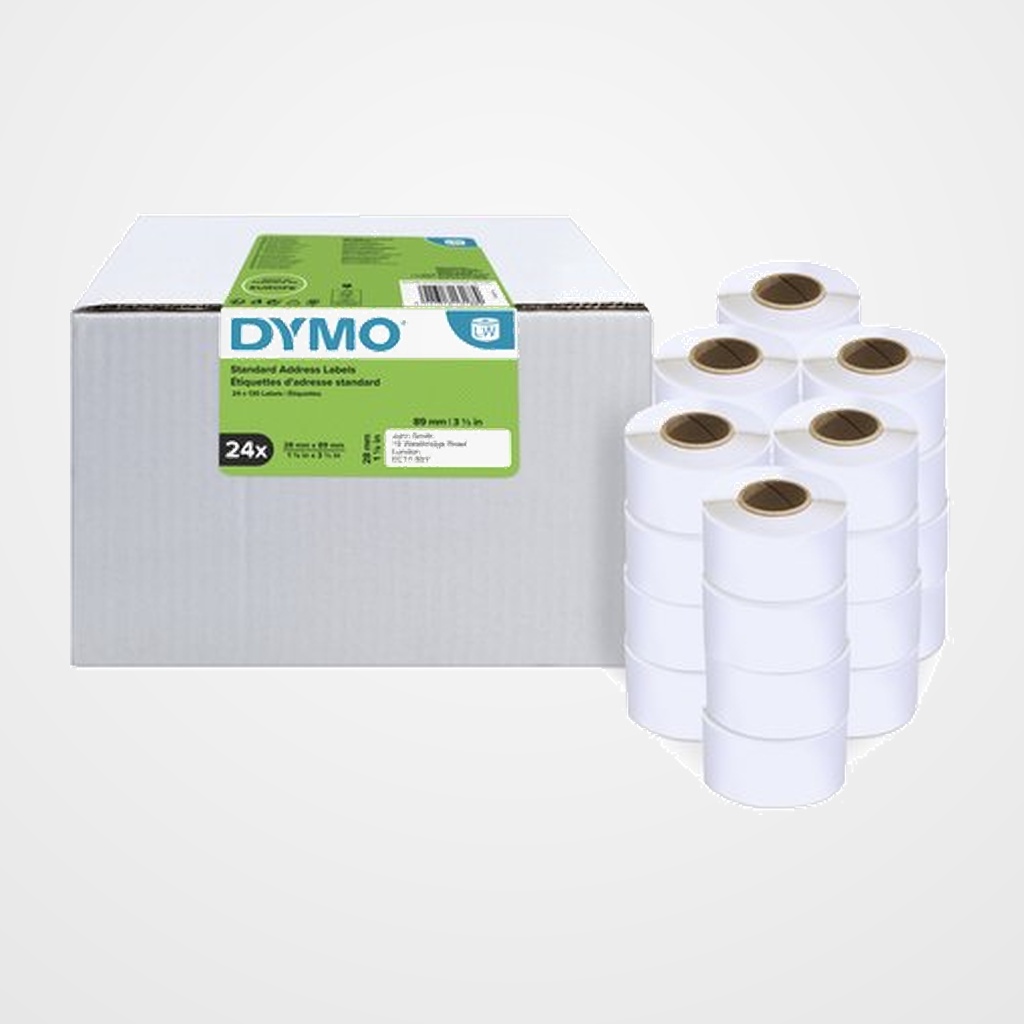 ETIQUETAS DYMO LABEL WRITER  28x89 mm RL.130 uds. PAPEL BLANCO DIRECCION VALUE PACK 24 ROLLOS