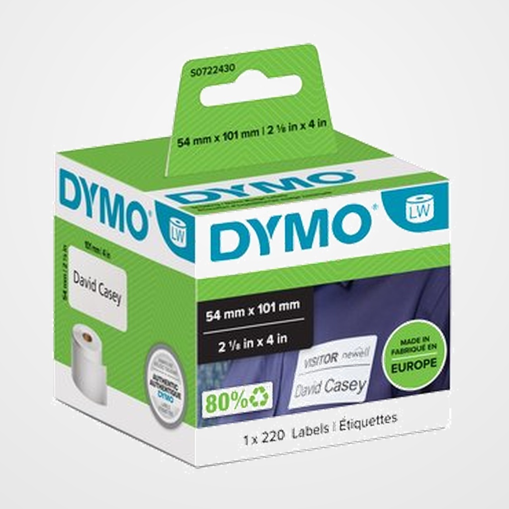 ETIQUETAS DYMO LABEL WRITER  54x101 mm ROLLO 220 uds.PAPEL BLANCO ENVIO (99014)