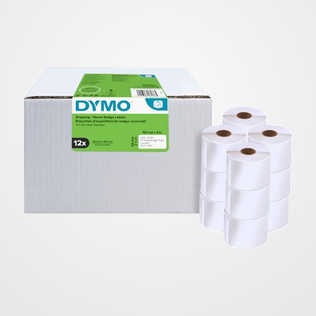 ETIQUETAS DYMO LABEL WRITER 54x101mm RL.220 uds. PAPEL BLANCO ENVIO VALUE PACK DE 12 ROLLOS (13186)
