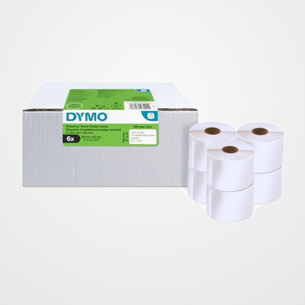 ETIQUETAS DYMO LABEL WRITER 54x101mm RL.220 uds. PAPEL BLANCO ENVIO VALUE PACK DE 6 ROLLOS