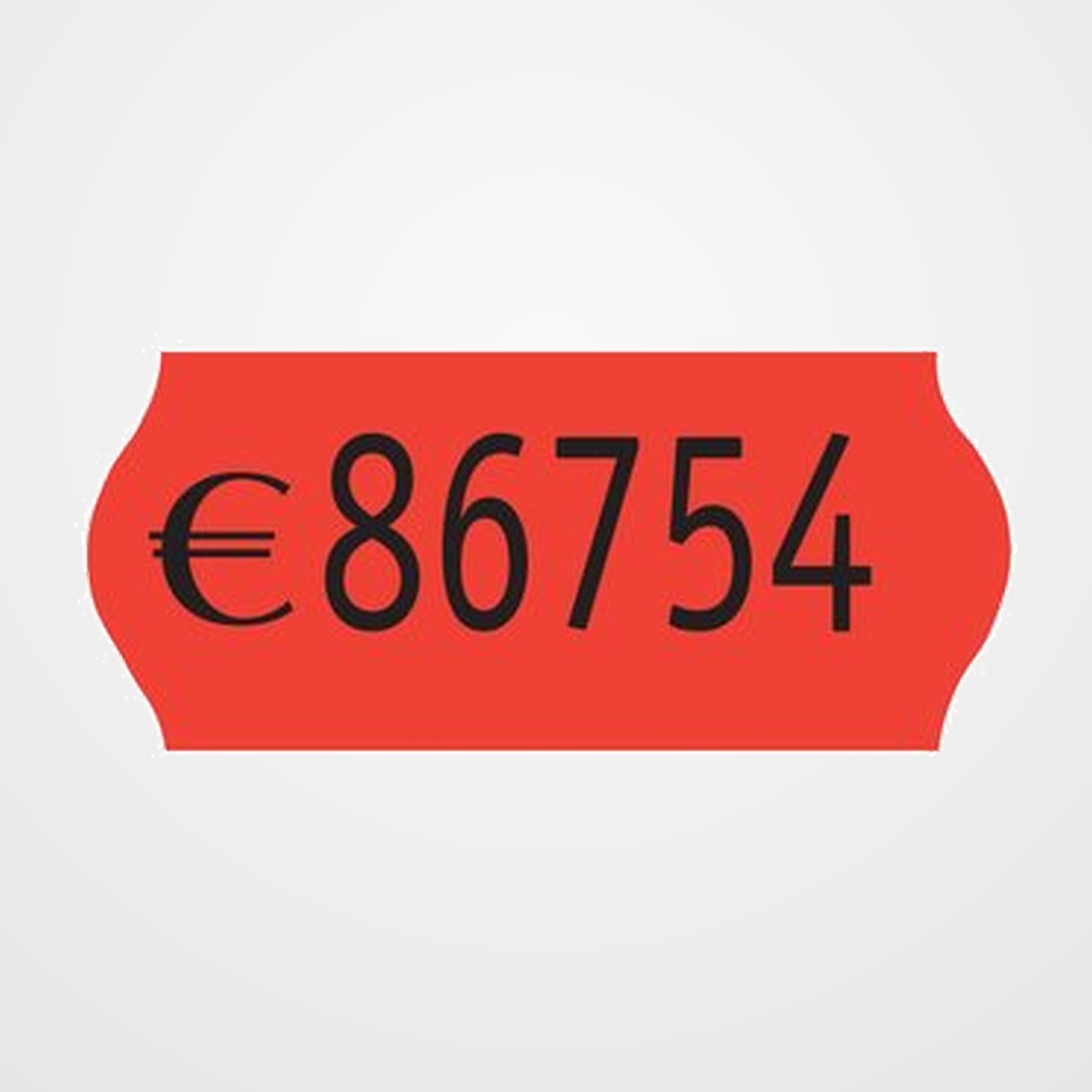 ETIQUETAS de PRECIOS PRYSE ADH.REMOVIBLE 26x12 mm ONDA NARANJA FLUOR ROLLO 1.000 uds.